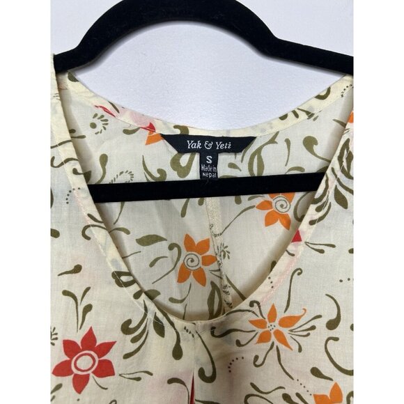 Yak N Yeti Yellow Floral Sleeveless Tank Tunic Summer Top Size Small - Picture 3 of 9